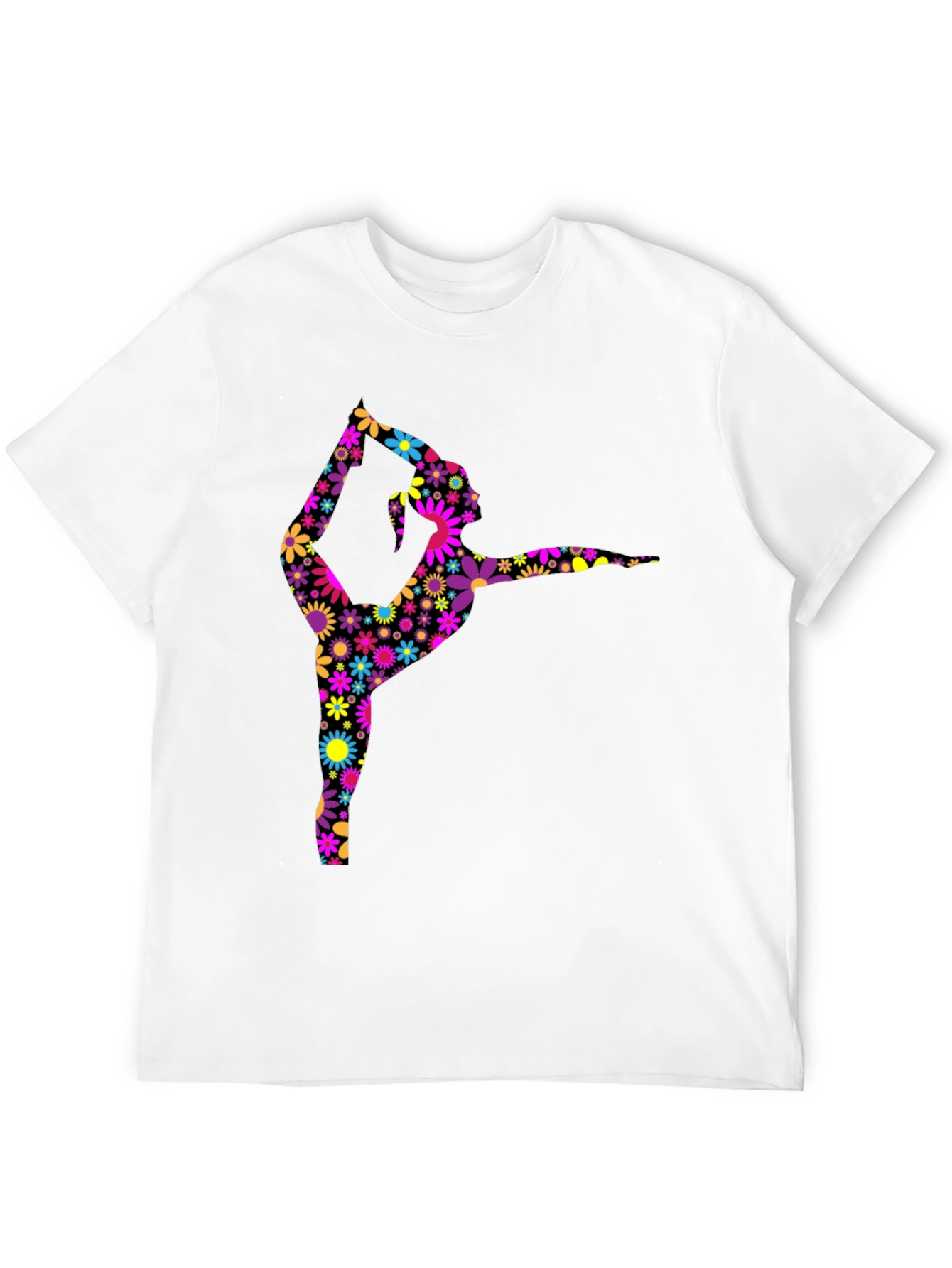Floral Gymnast Graphic Tee - Artistic Black T-Shirt