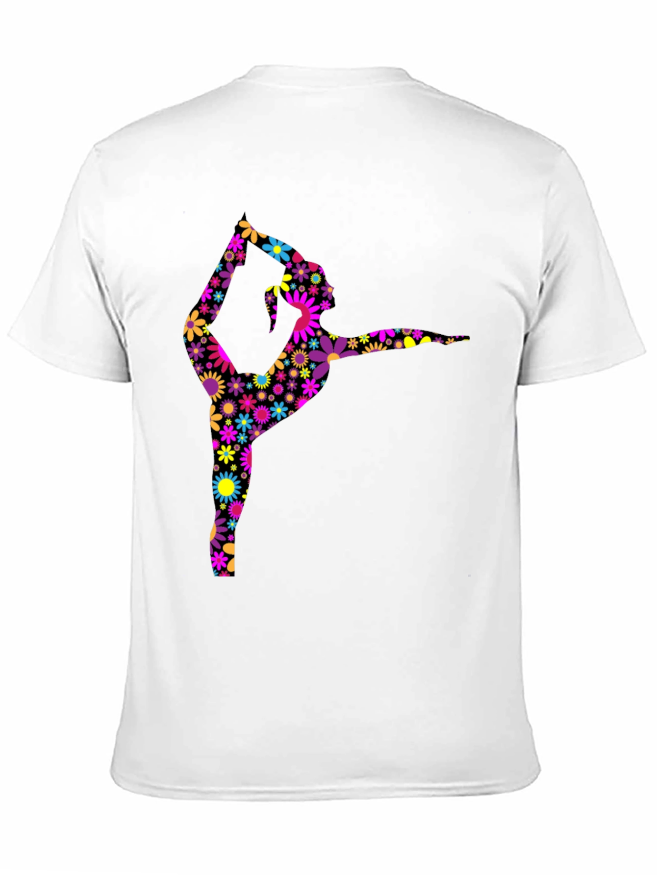Floral Gymnast Graphic Tee - Artistic Black T-Shirt