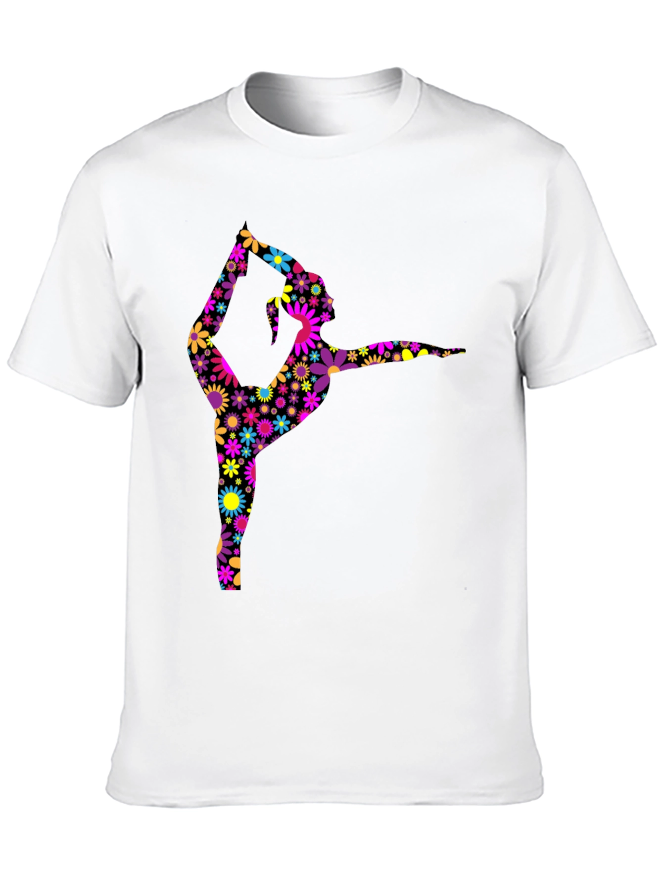 Floral Gymnast Graphic Tee - Artistic Black T-Shirt
