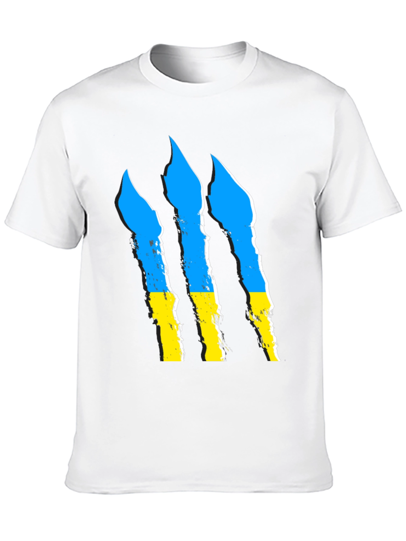 Ukraine Flag Claw Marks Black T-Shirt