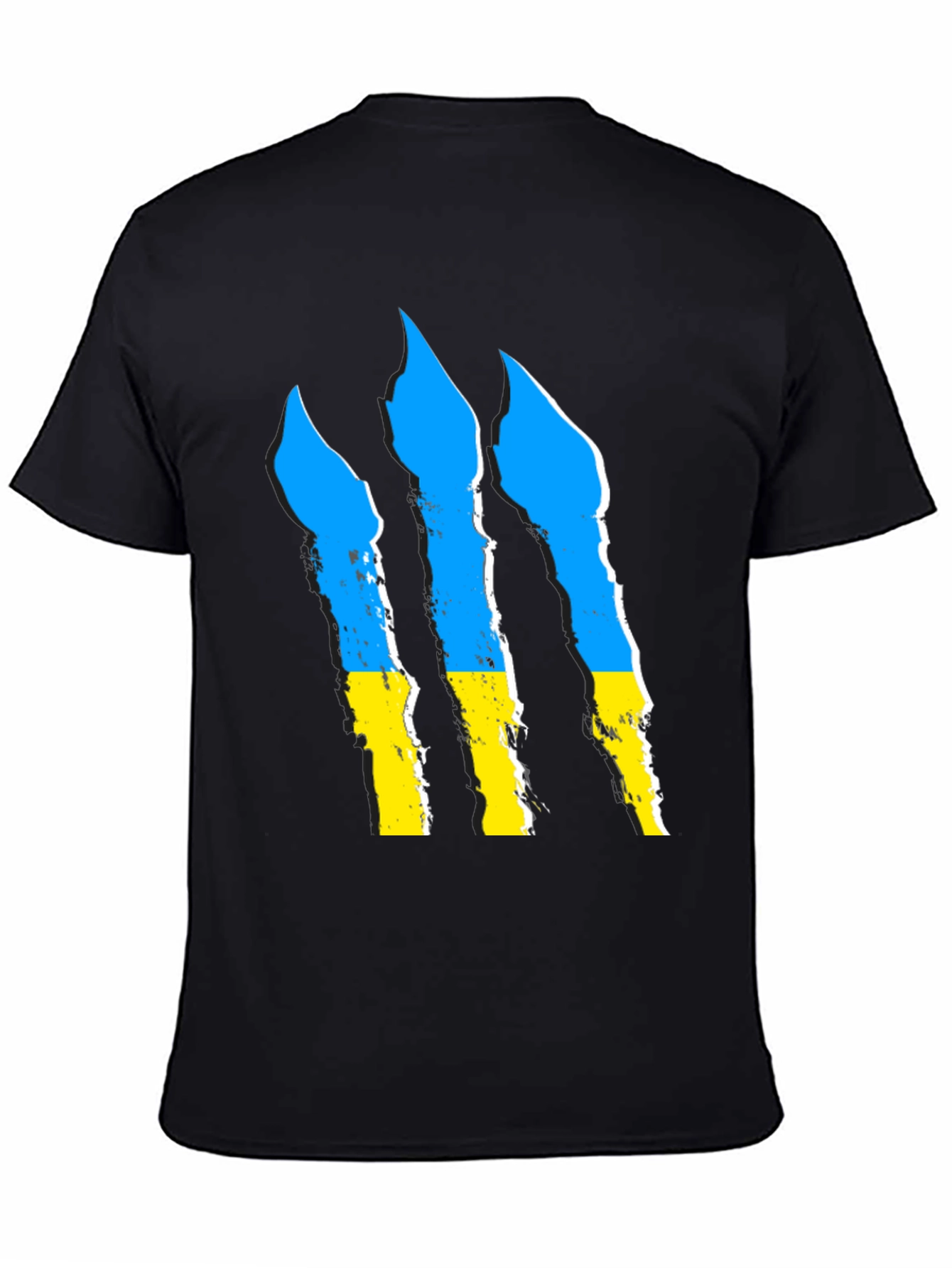 Ukraine Flag Claw Marks Black T-Shirt