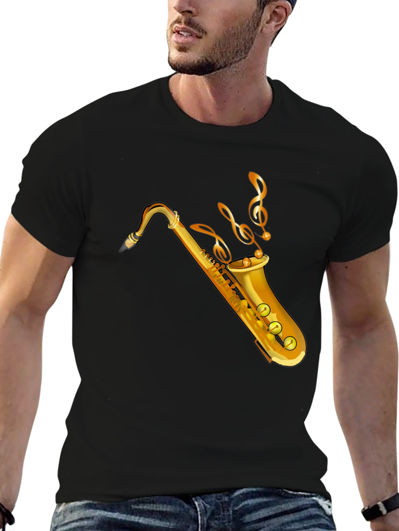Saxophone Graphic Tee - Black