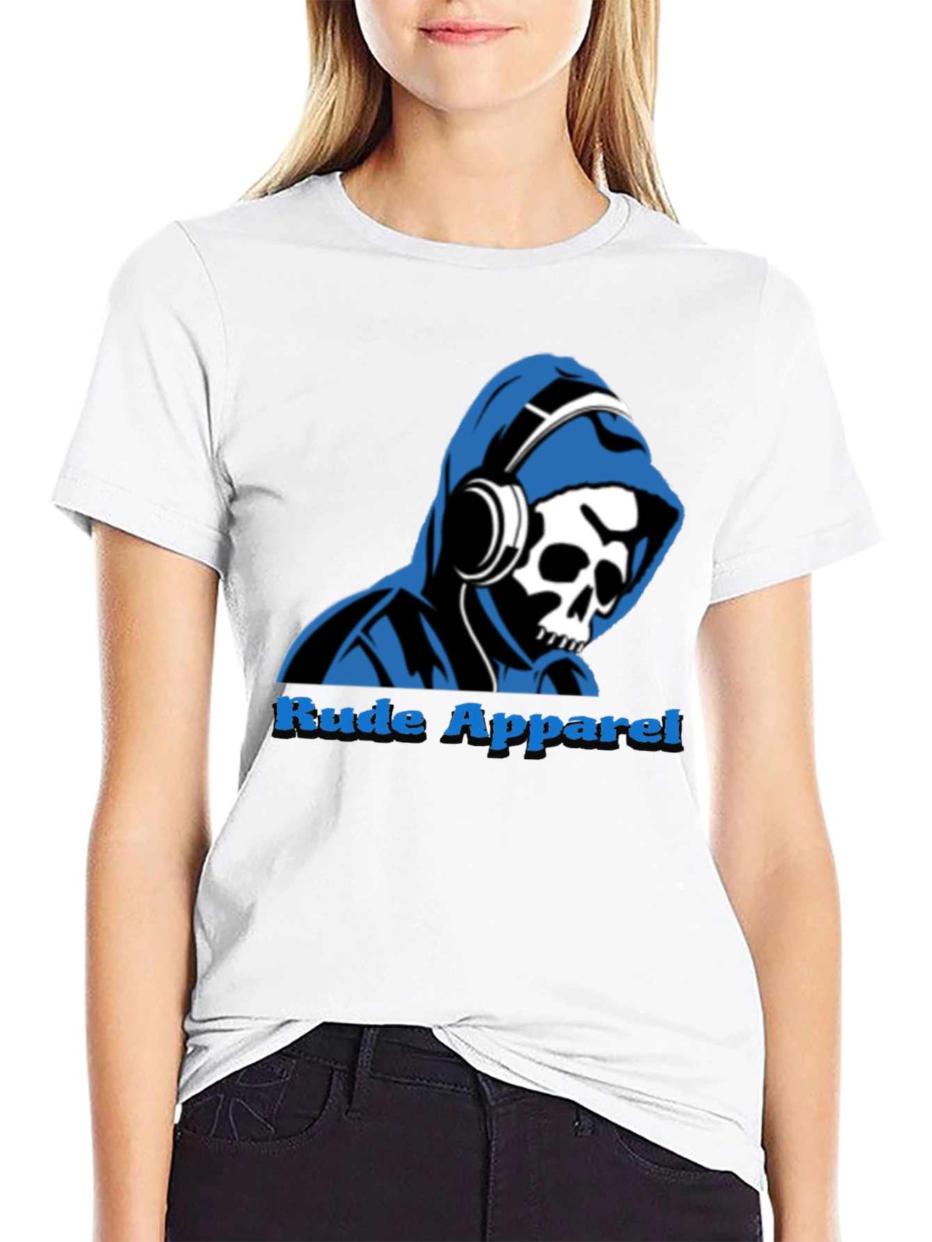 Rude Apparel Mens Graphic Tee - Skull Hoodie Design
