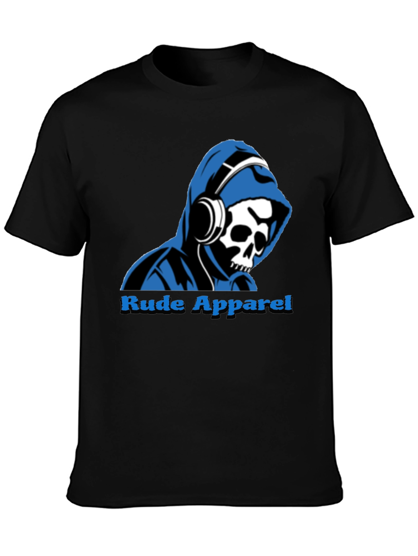 Rude Apparel Mens Graphic Tee - Skull Hoodie Design