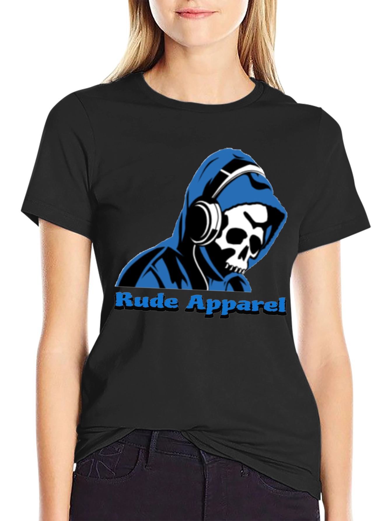 Rude Apparel Mens Graphic Tee - Skull Hoodie Design