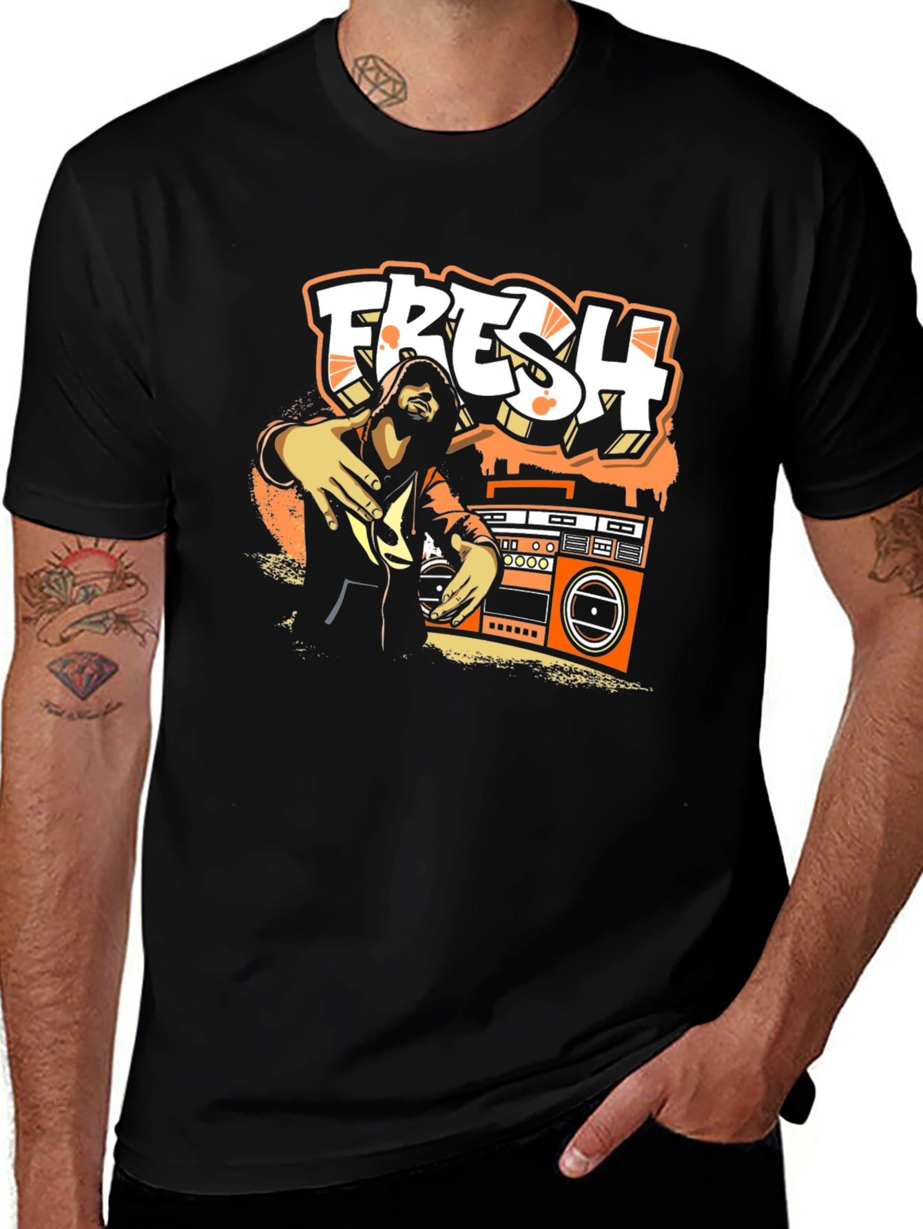 Fresh Graphic Print Black T-Shirt