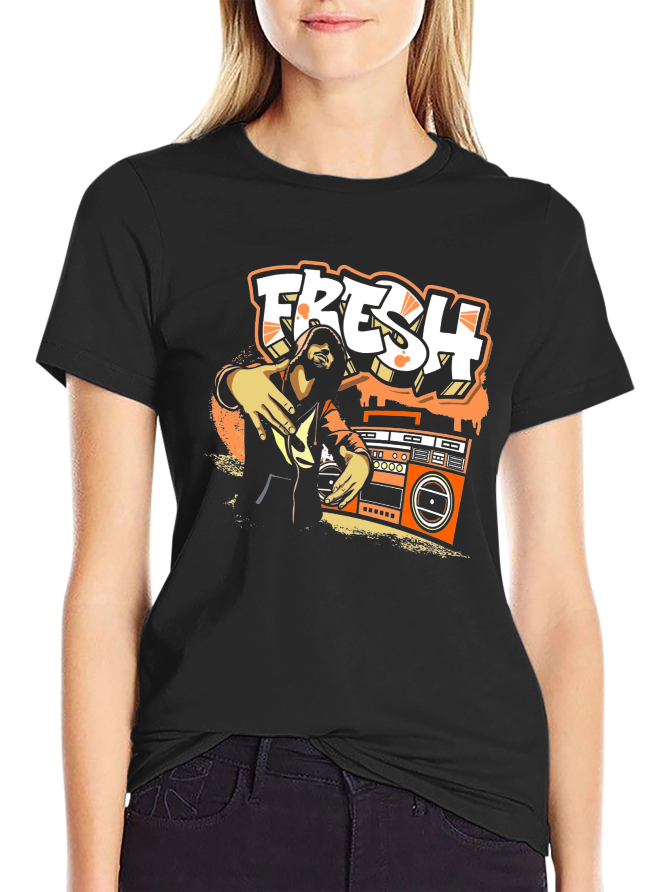 Fresh Graphic Print Black T-Shirt