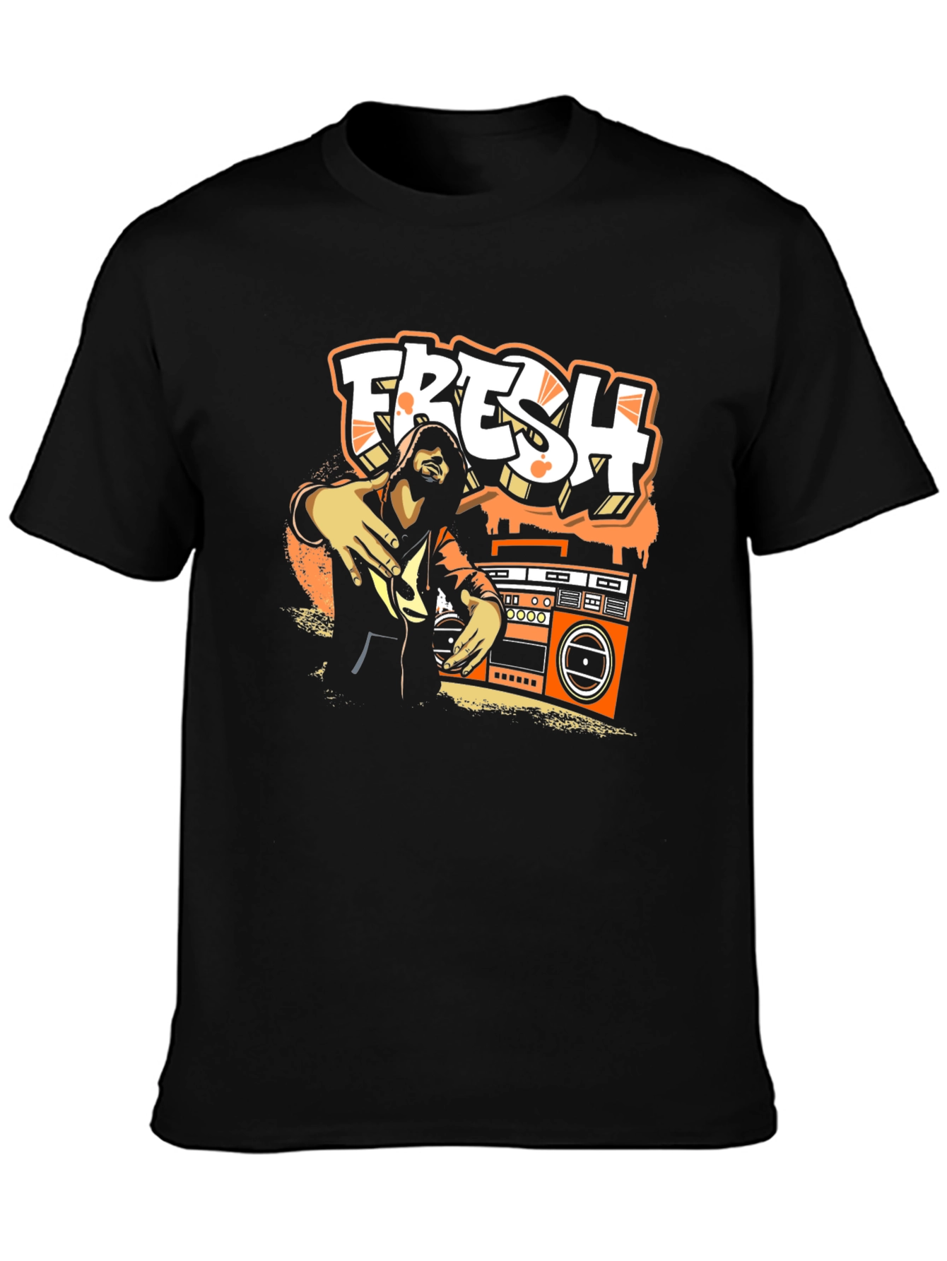 Fresh Graphic Print Black T-Shirt