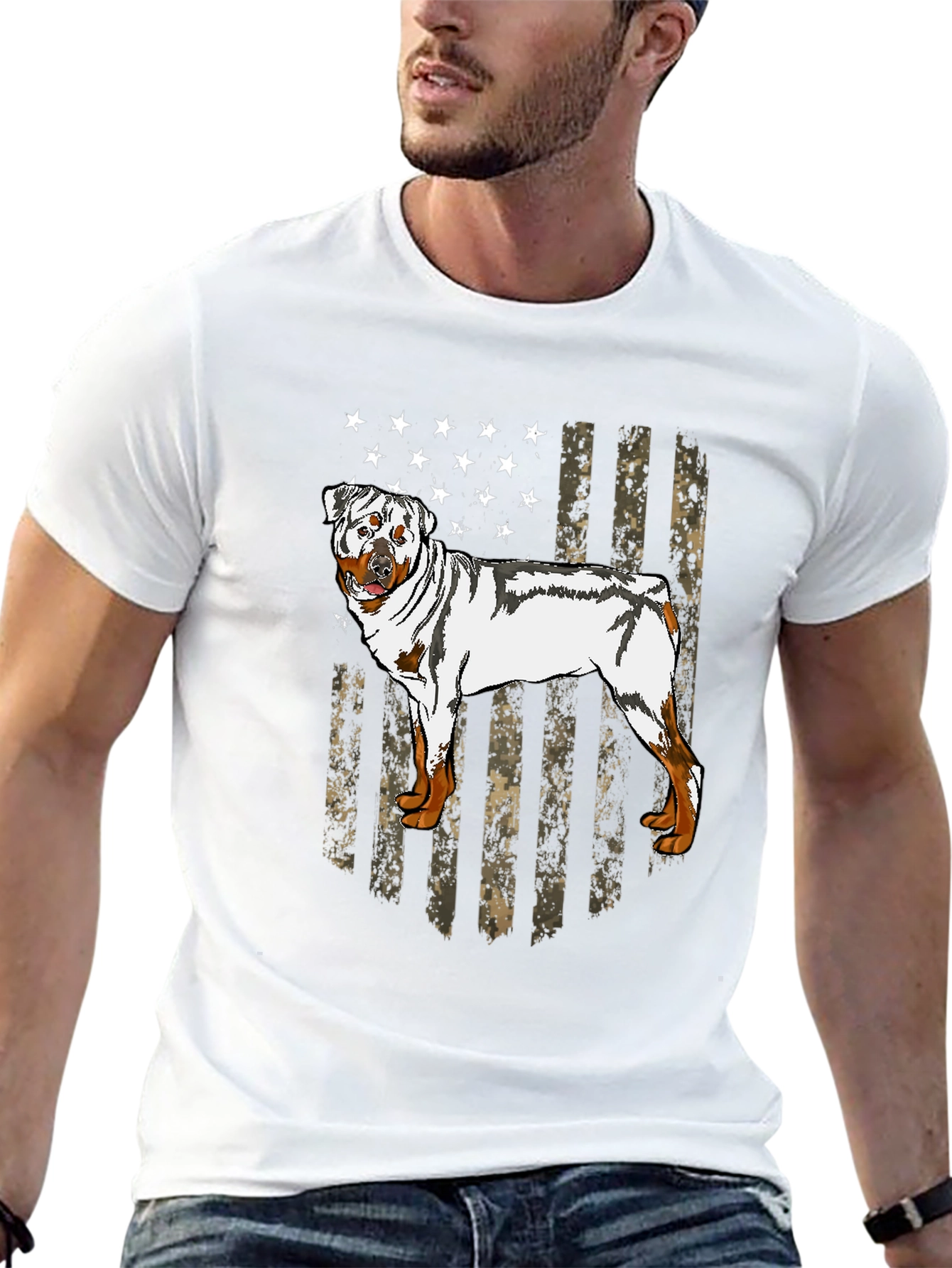 Rottweiler American Flag Graphic T-Shirt