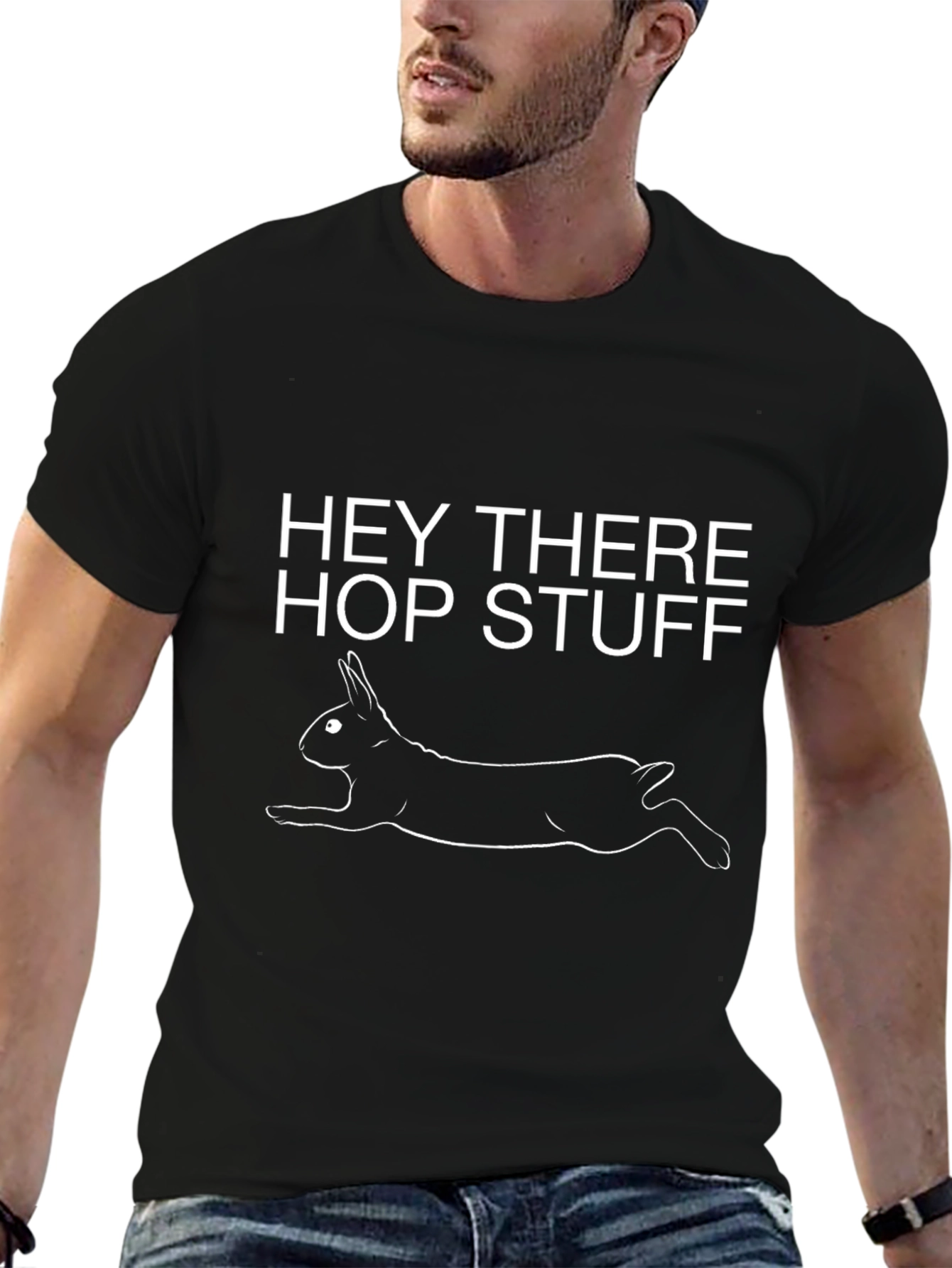 Hey There Hop Stuff Rabbit Graphic T-Shirt