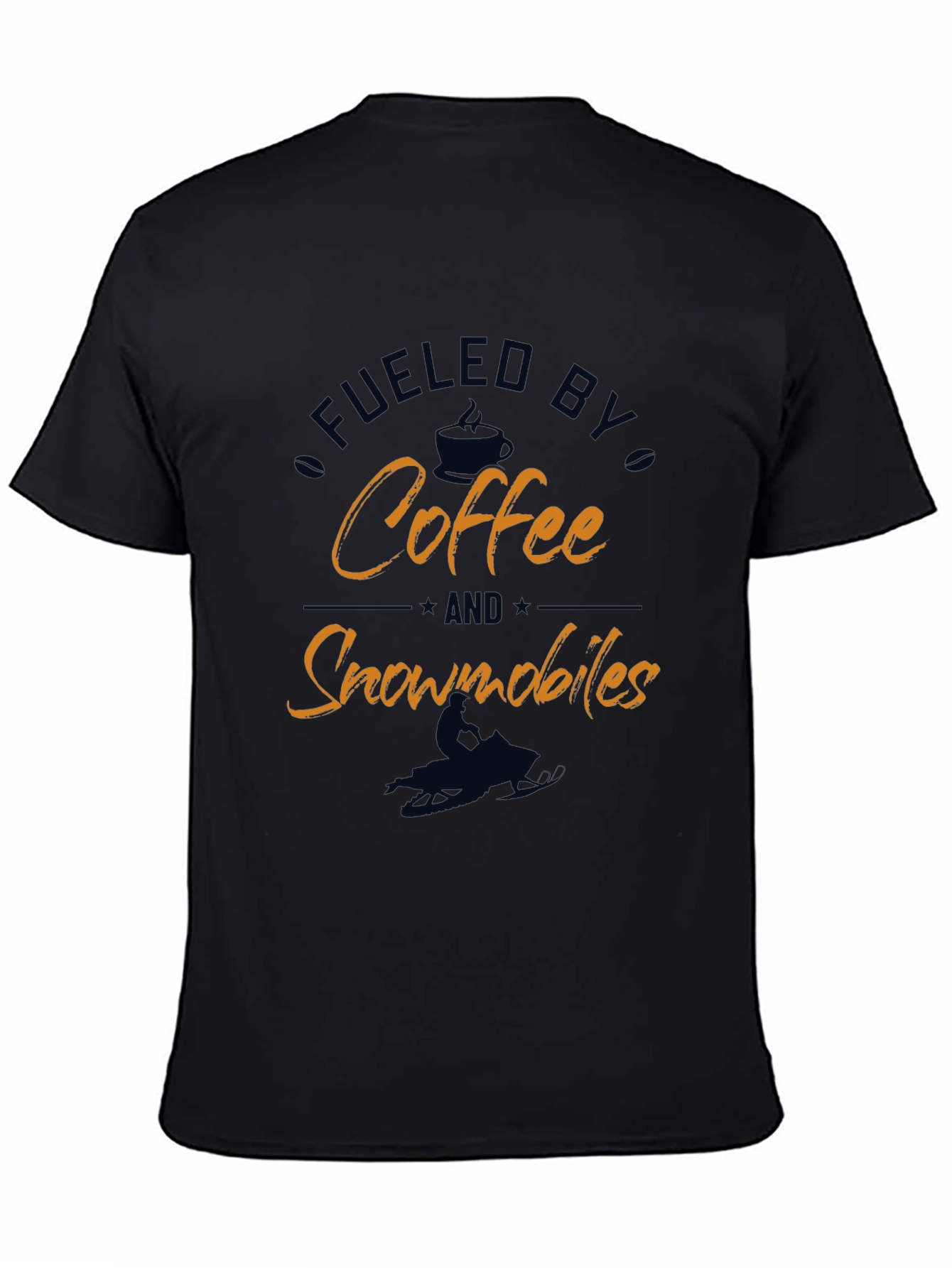 Fueled by Coffee and Snowmobiles Black Graphic Tee