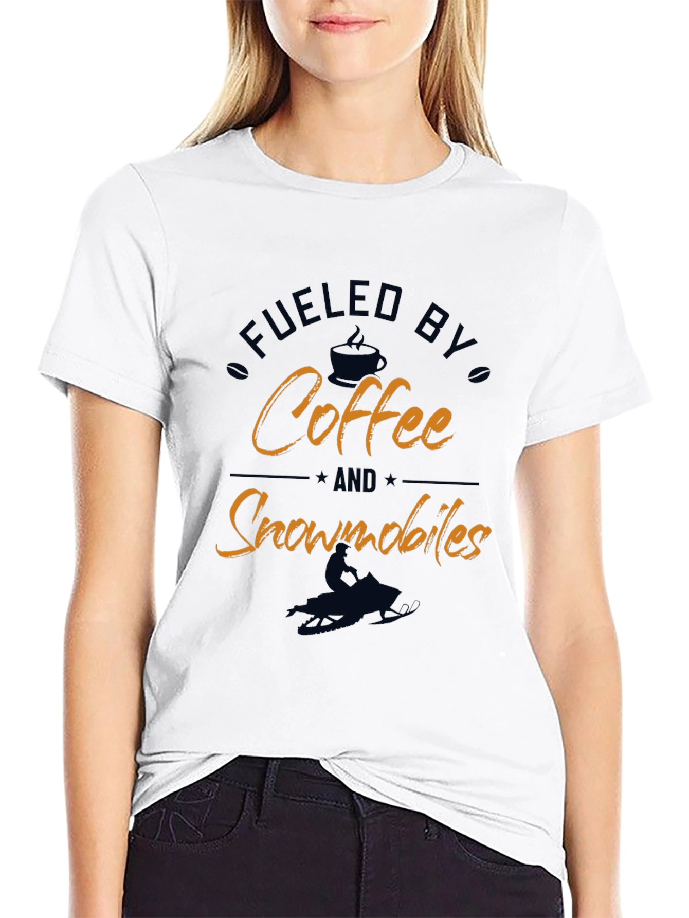 Fueled by Coffee and Snowmobiles Black Graphic Tee
