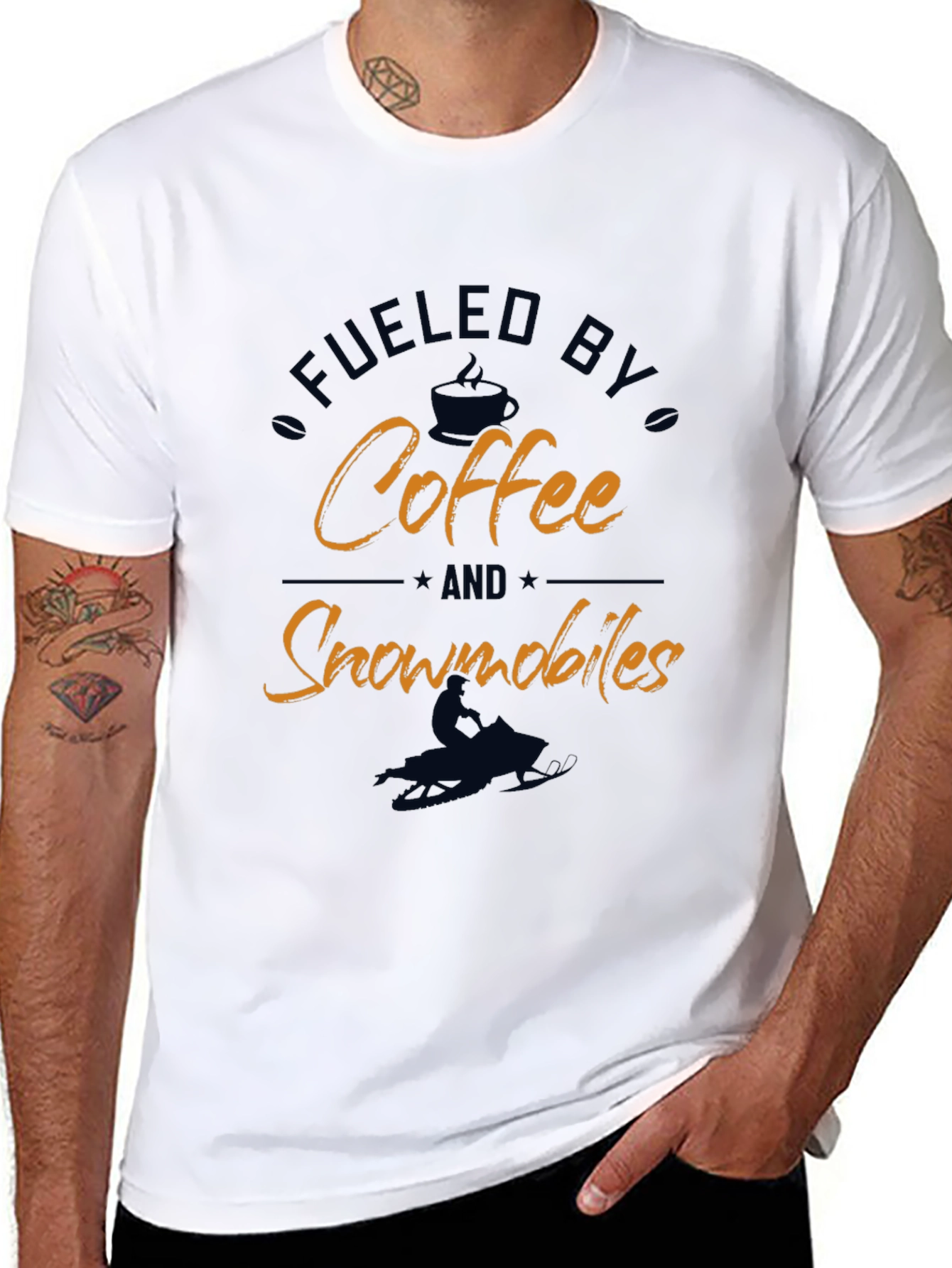 Fueled by Coffee and Snowmobiles Black Graphic Tee