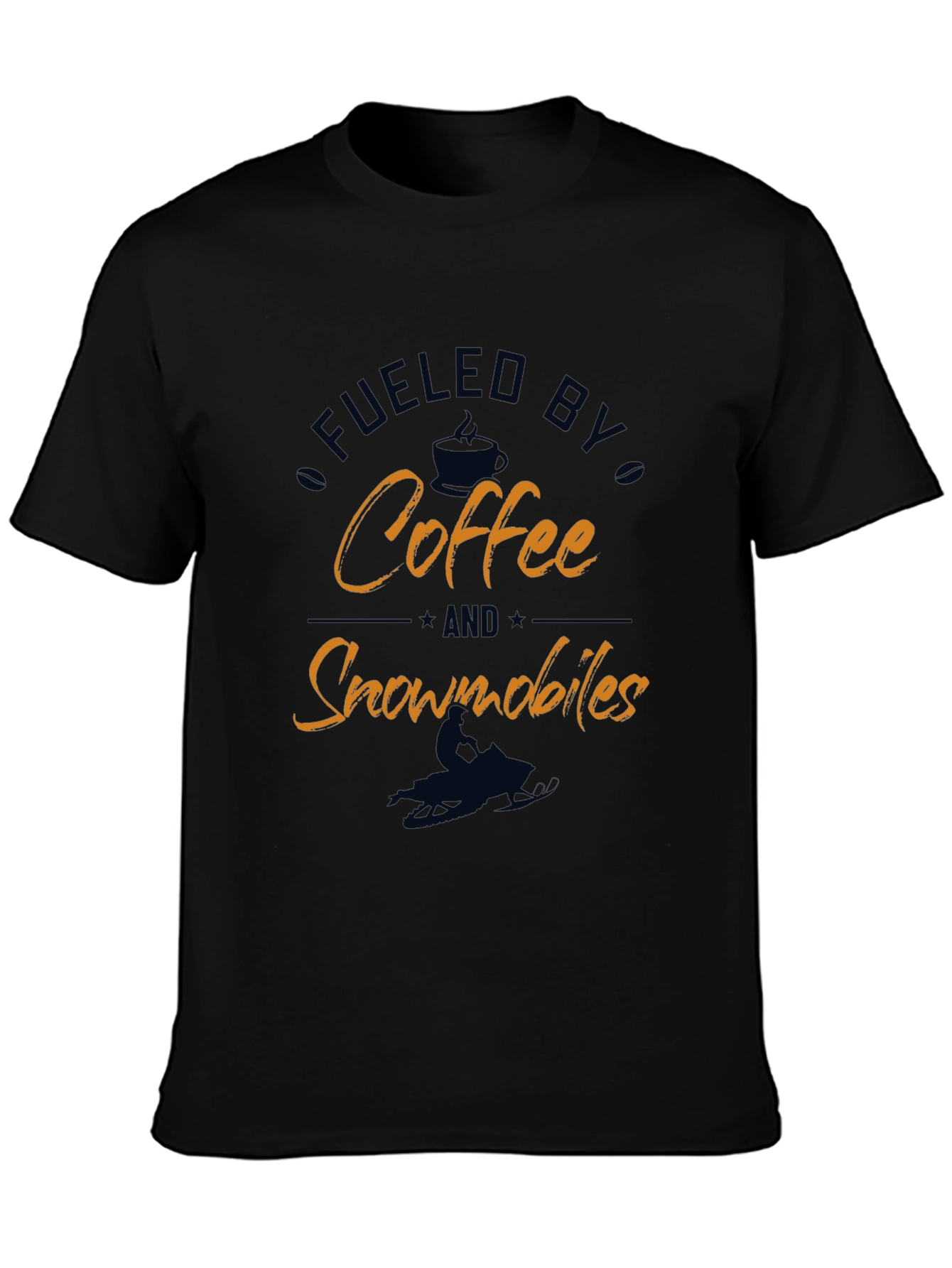 Fueled by Coffee and Snowmobiles Black Graphic Tee