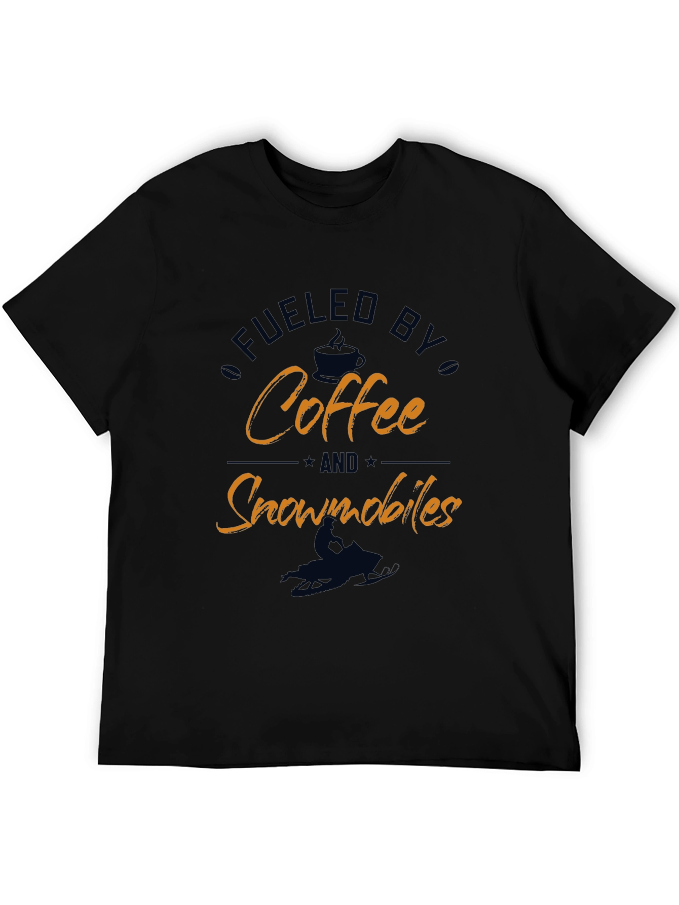 Fueled by Coffee and Snowmobiles Black Graphic Tee