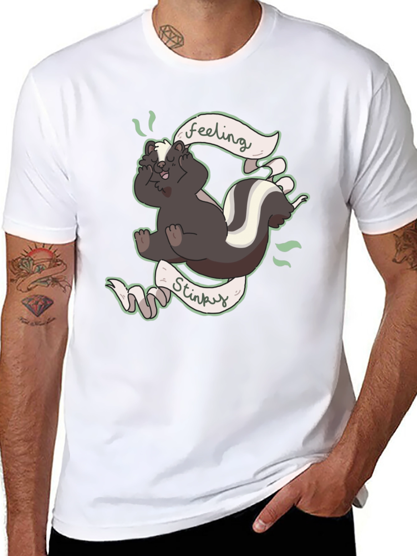 Feeling Stinky T-Shirt - Humorous Skunk Design