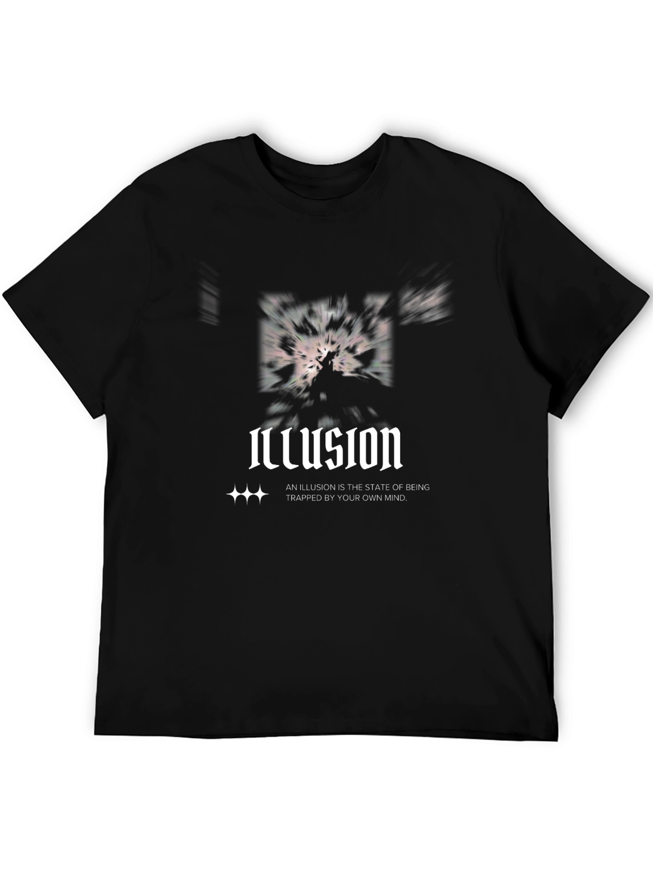 Illusion Graphic Print Black T-Shirt