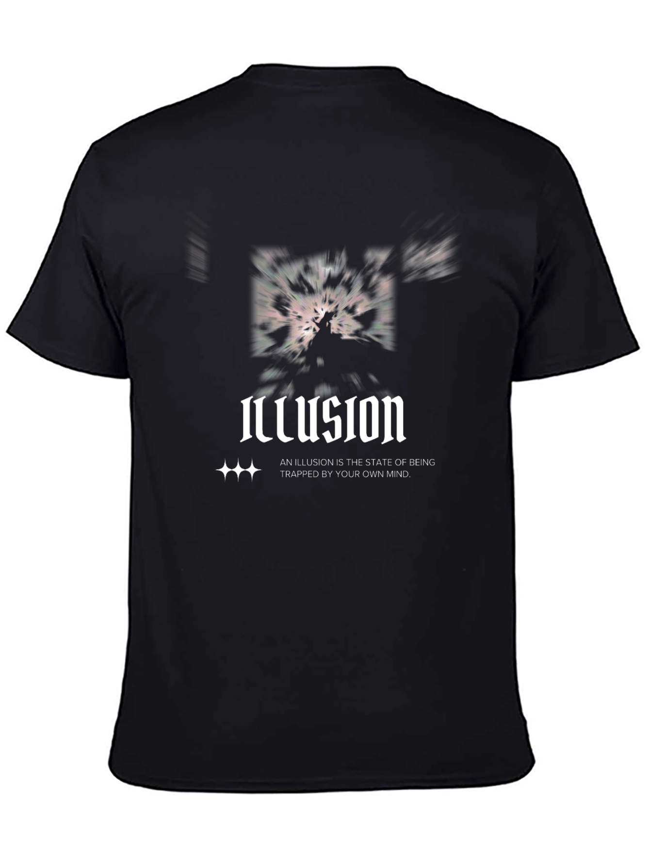 Illusion Graphic Print Black T-Shirt
