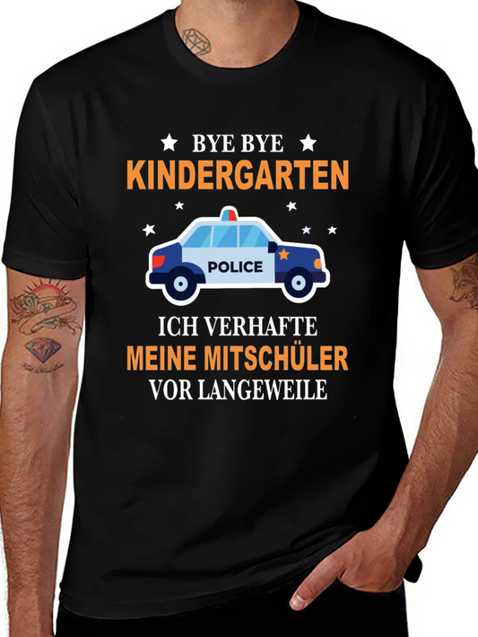 Bye Bye Kindergarten T-Shirt: Graduation Police Car Tee