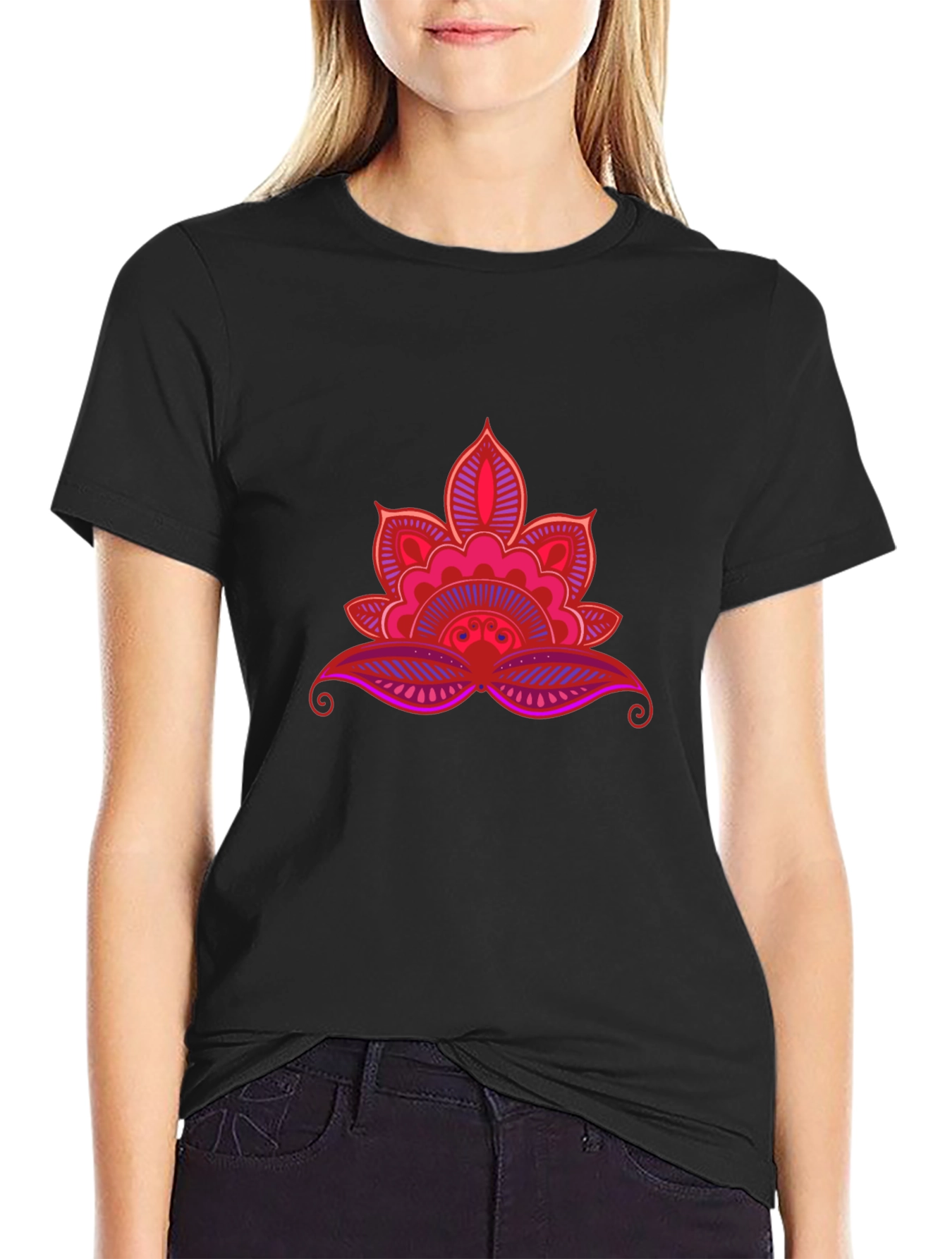 Lotus Mandala Graphic Black Tee