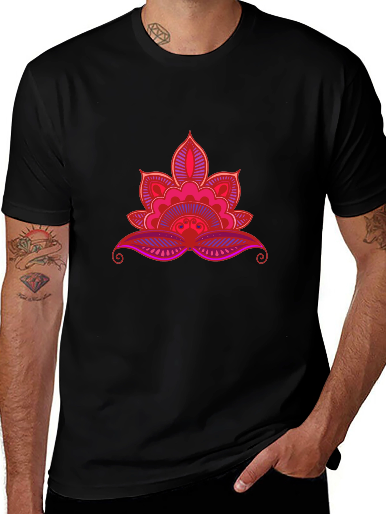 Lotus Mandala Graphic Black Tee