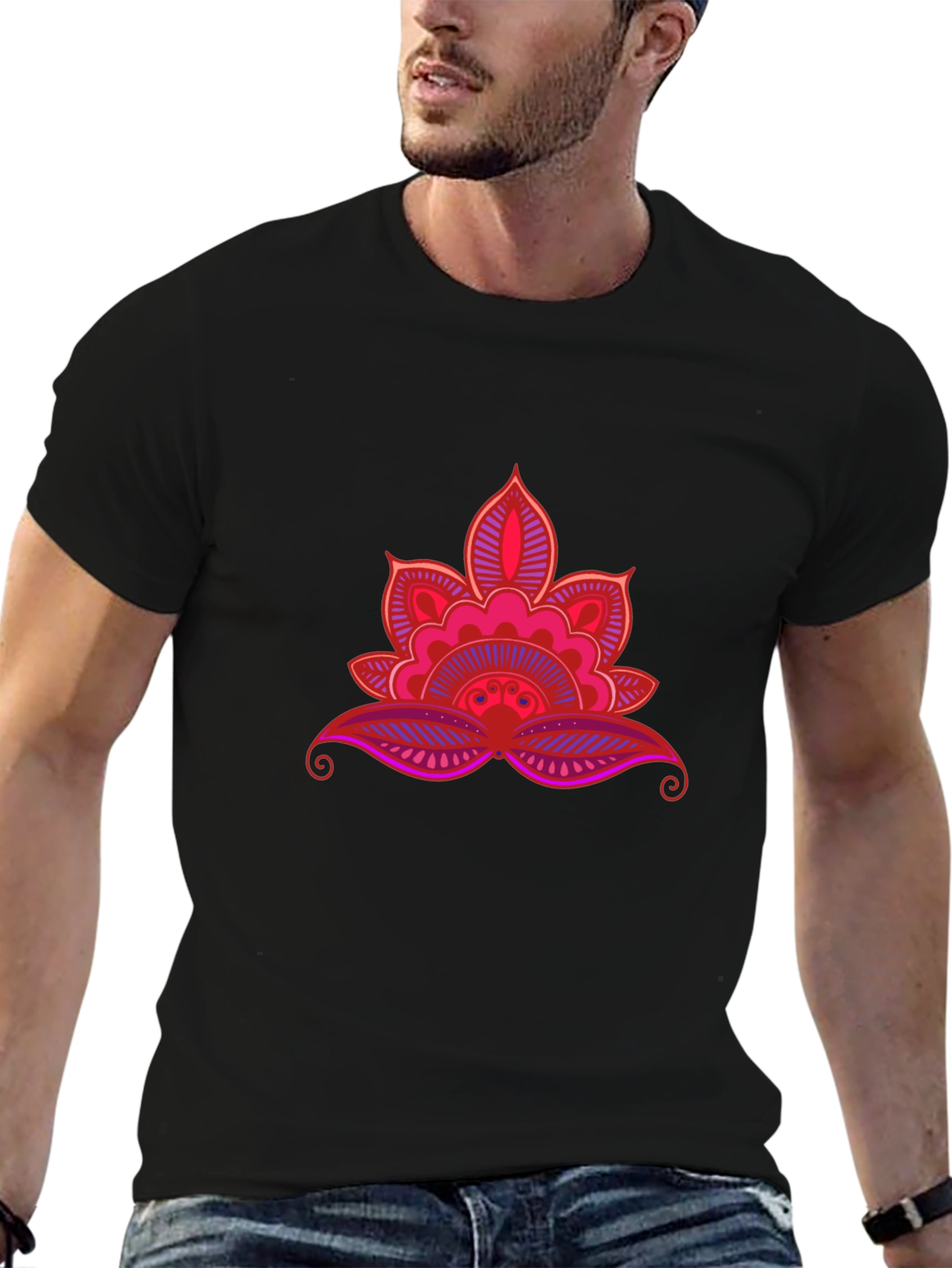Lotus Mandala Graphic Black Tee