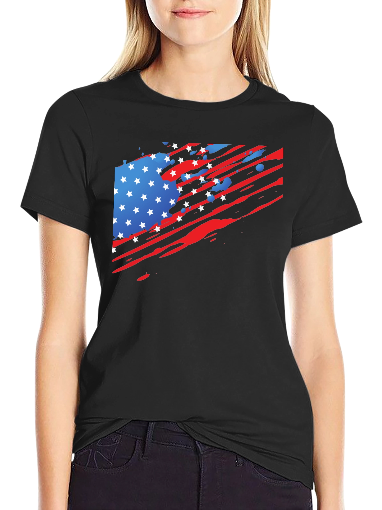 American Flag Graphic Black T-Shirt
