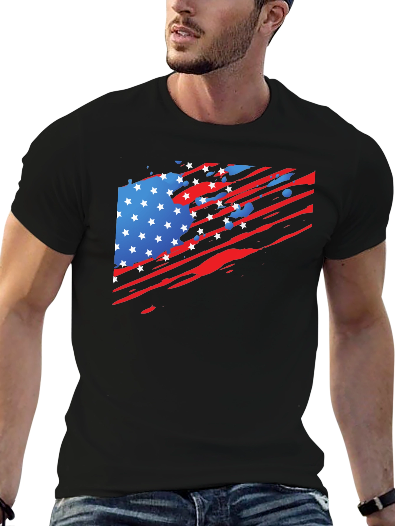 American Flag Graphic Black T-Shirt