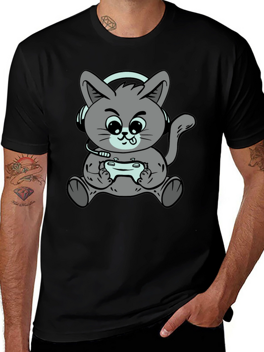 Gamer Cat T-Shirt - Cool Cartoon Kitten Design