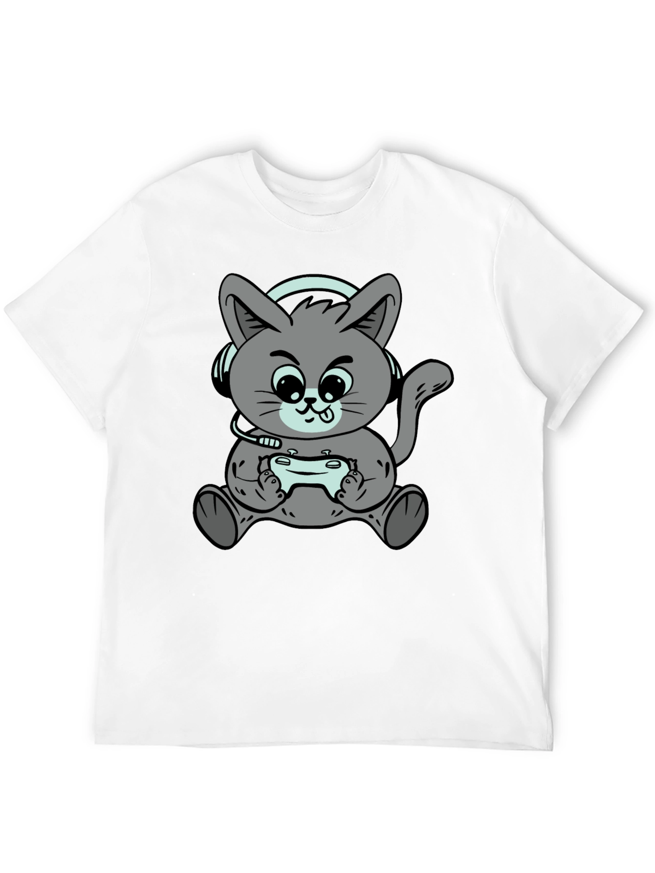 Gamer Cat T-Shirt - Cool Cartoon Kitten Design