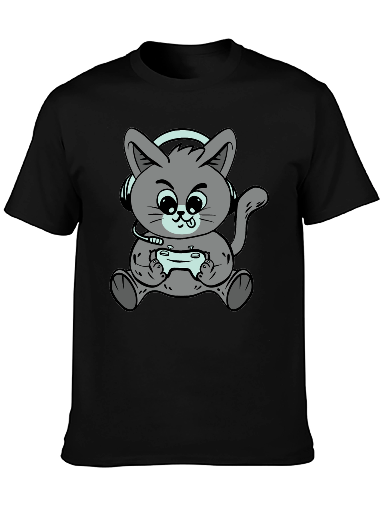 Gamer Cat T-Shirt - Cool Cartoon Kitten Design