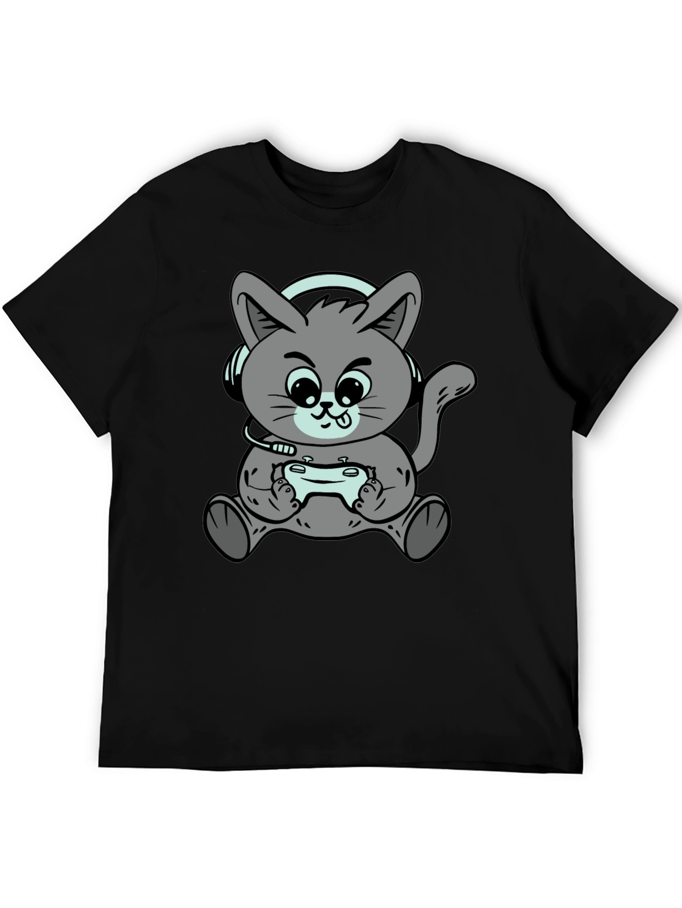 Gamer Cat T-Shirt - Cool Cartoon Kitten Design