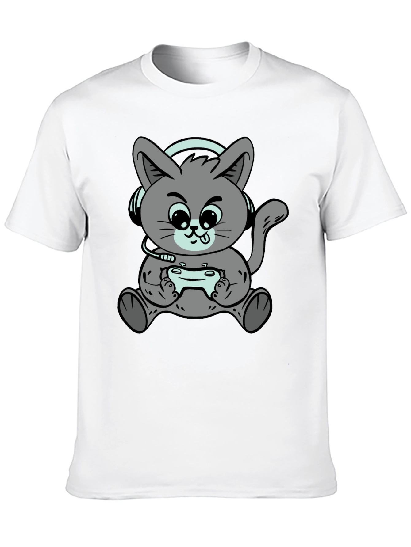 Gamer Cat T-Shirt - Cool Cartoon Kitten Design