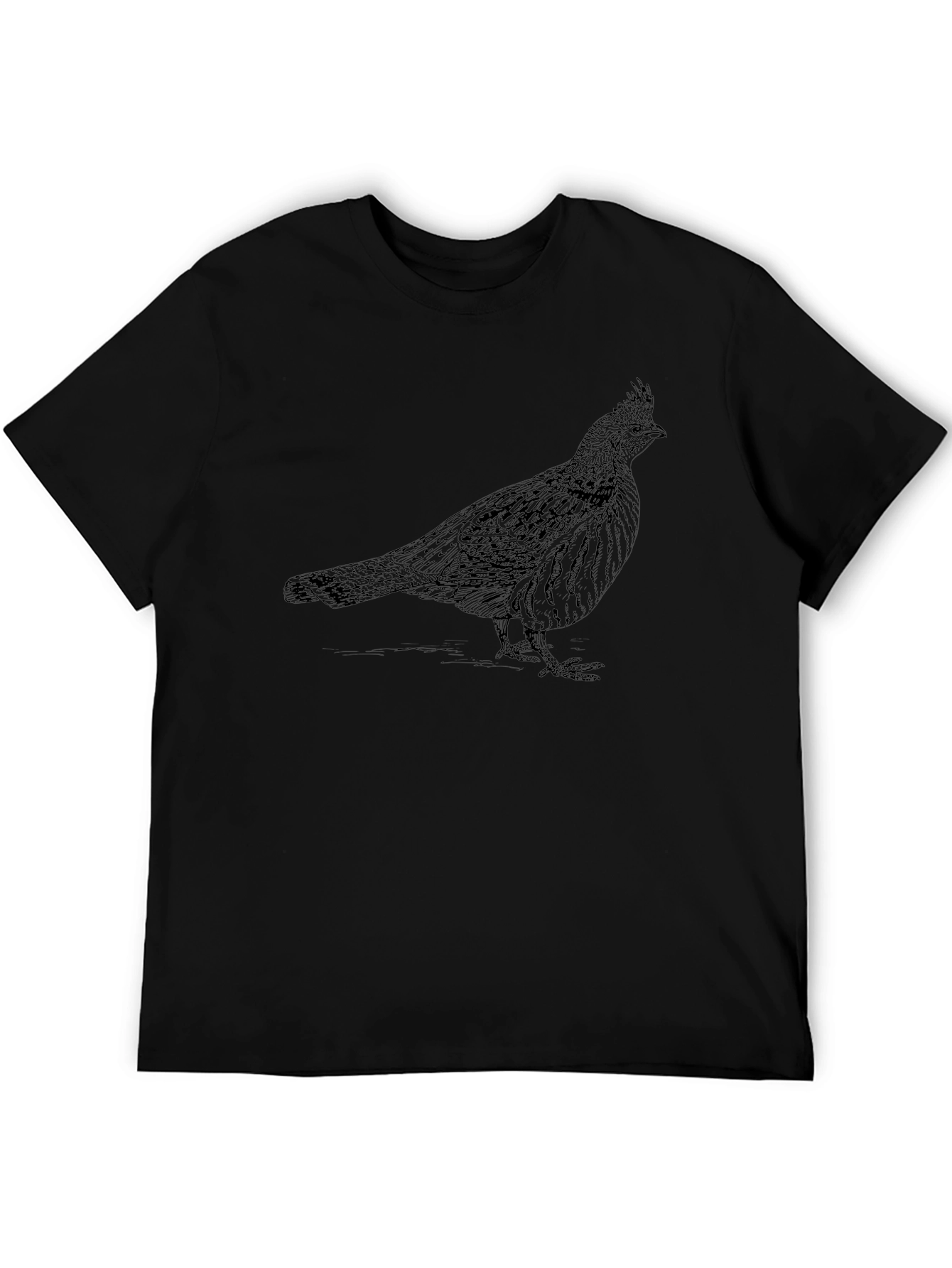 Mens Black T-Shirt with Bird Print