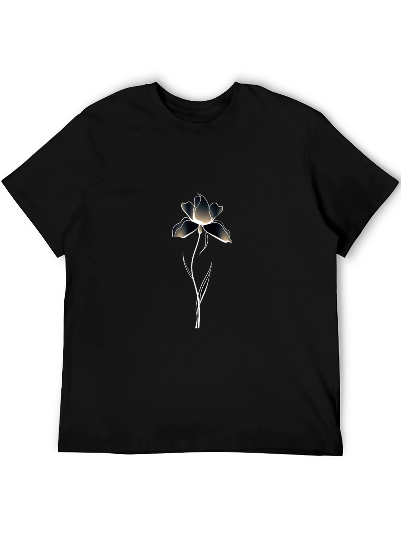 Elegant Floral Graphic Print Black T-Shirt