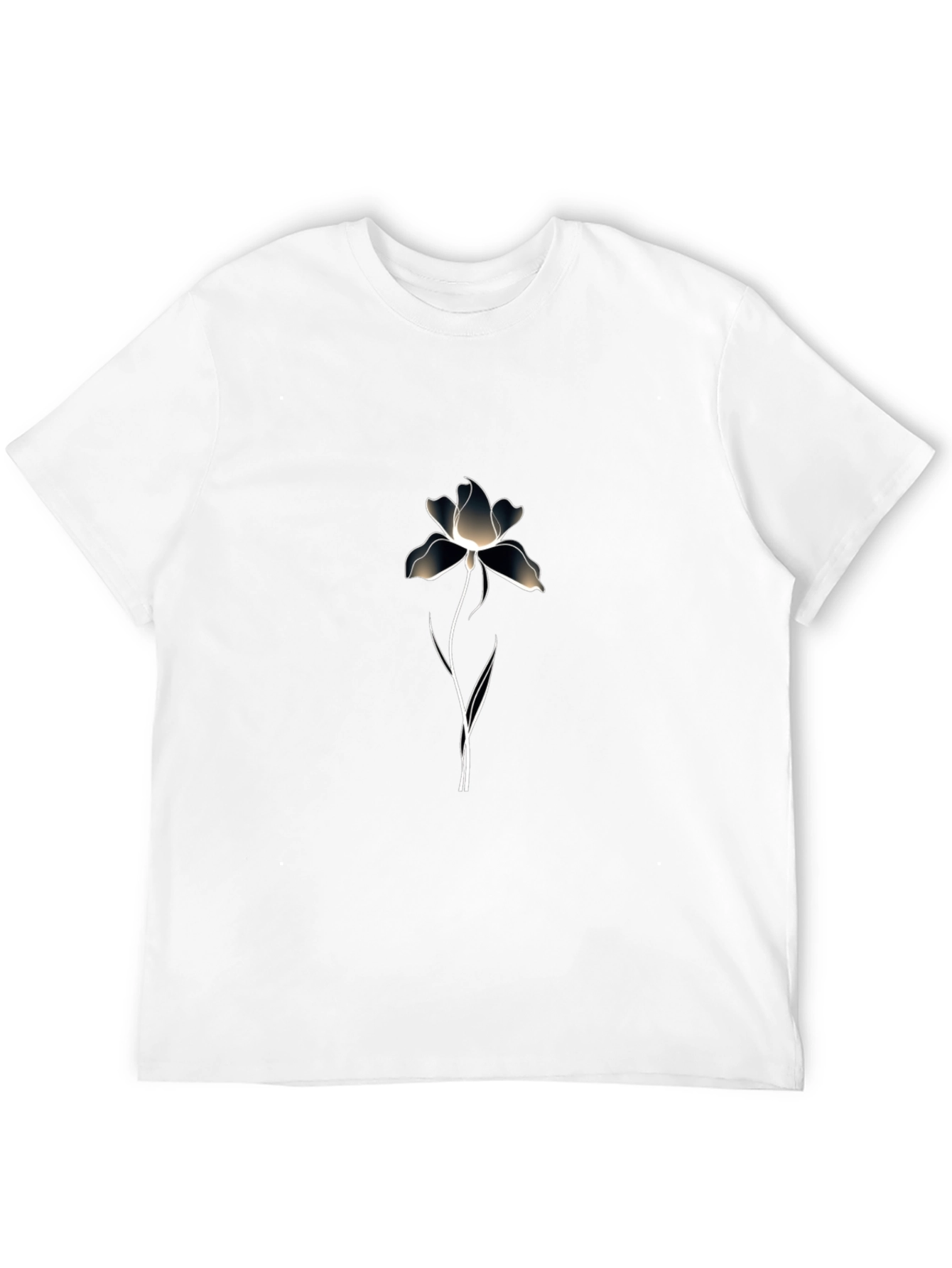 Elegant Floral Graphic Print Black T-Shirt