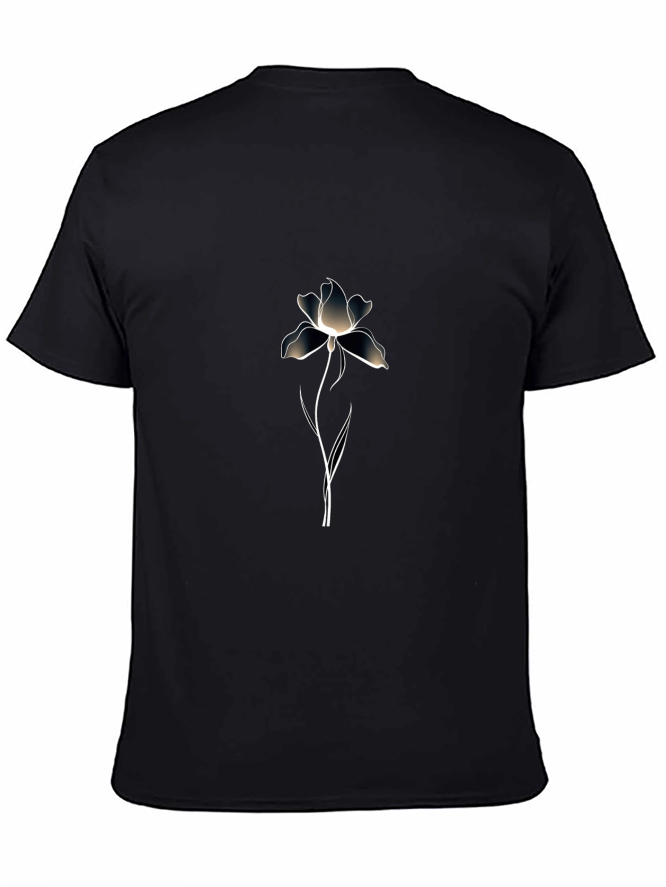 Elegant Floral Graphic Print Black T-Shirt