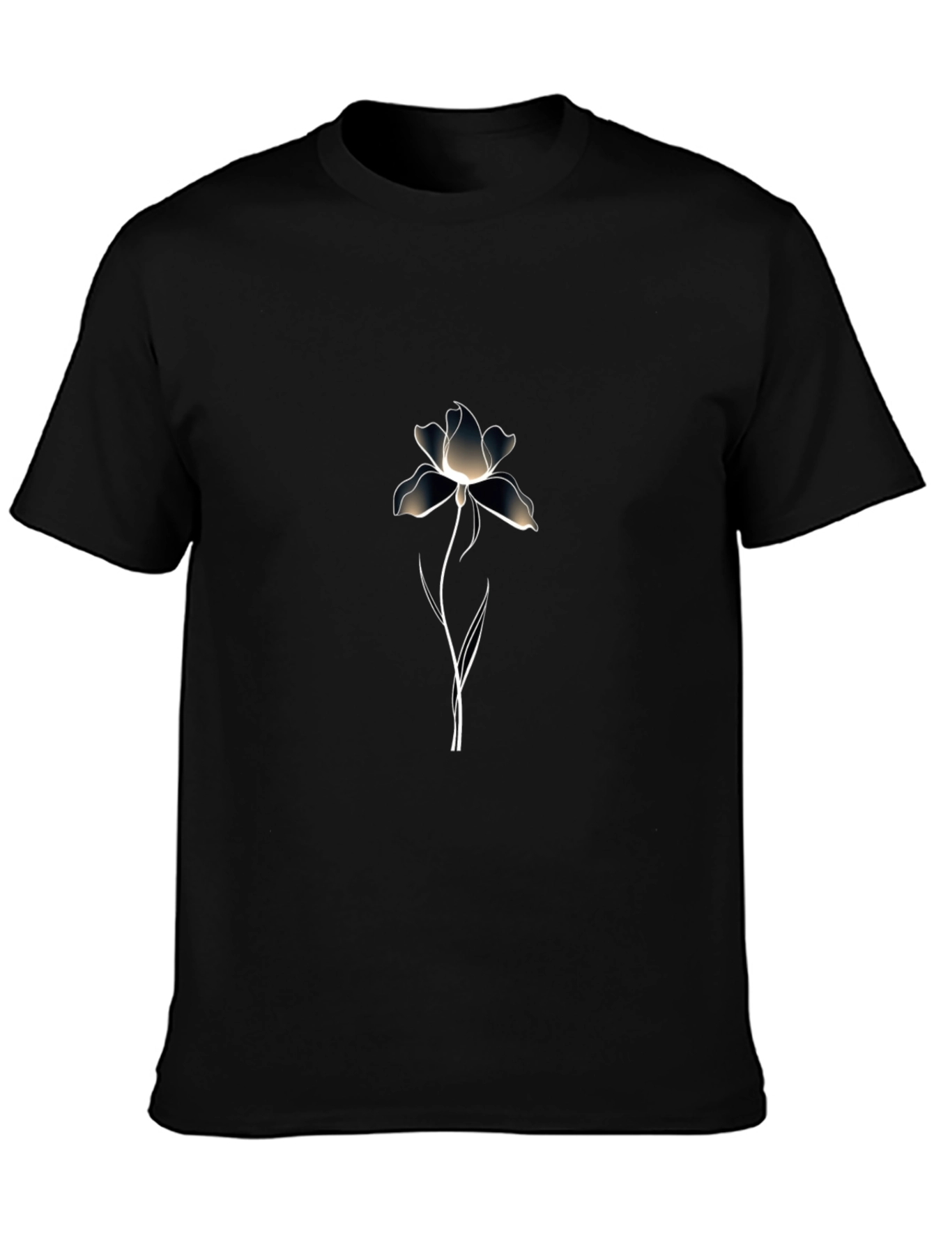 Elegant Floral Graphic Print Black T-Shirt