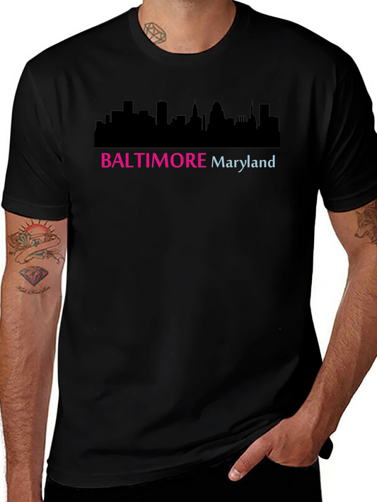 Baltimore Maryland Skyline Graphic Tee - Black