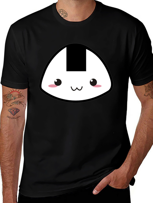 Cute Onigiri Graphic Tee - Black