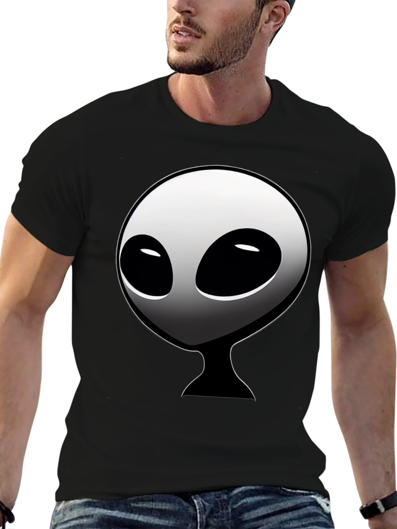 Alien Graphic Tee - Black Crew Neck T-Shirt