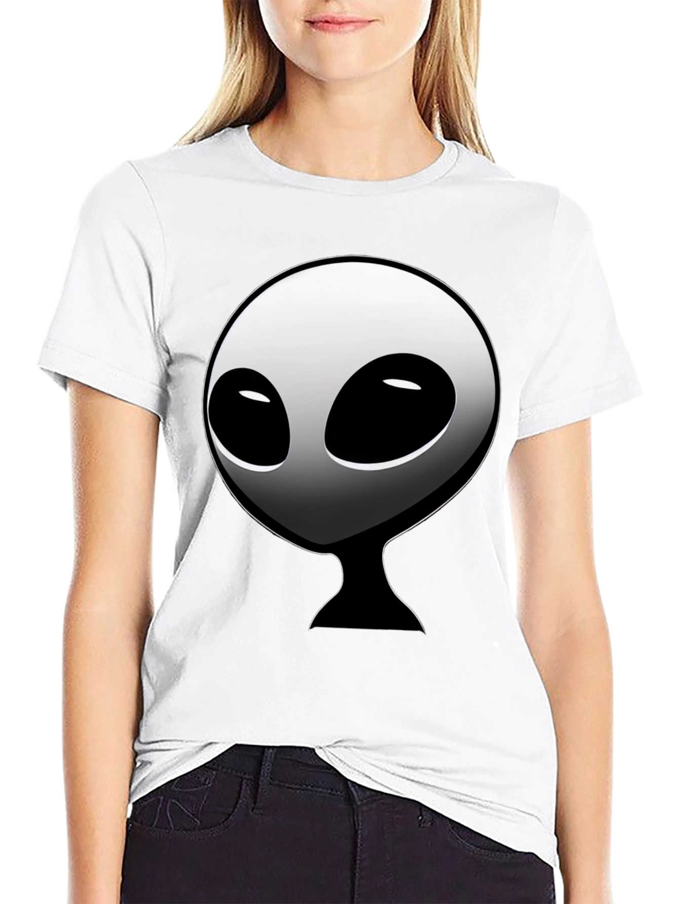 Alien Graphic Tee - Black Crew Neck T-Shirt