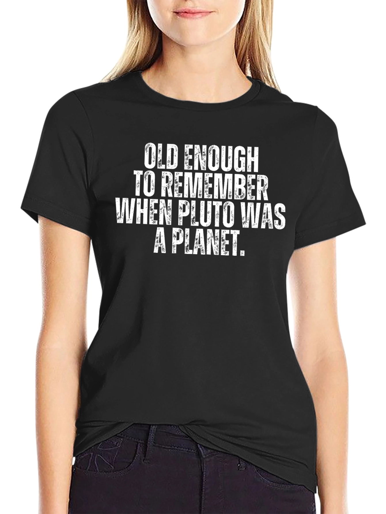 Old Enough Pluto Planet Black T-Shirt