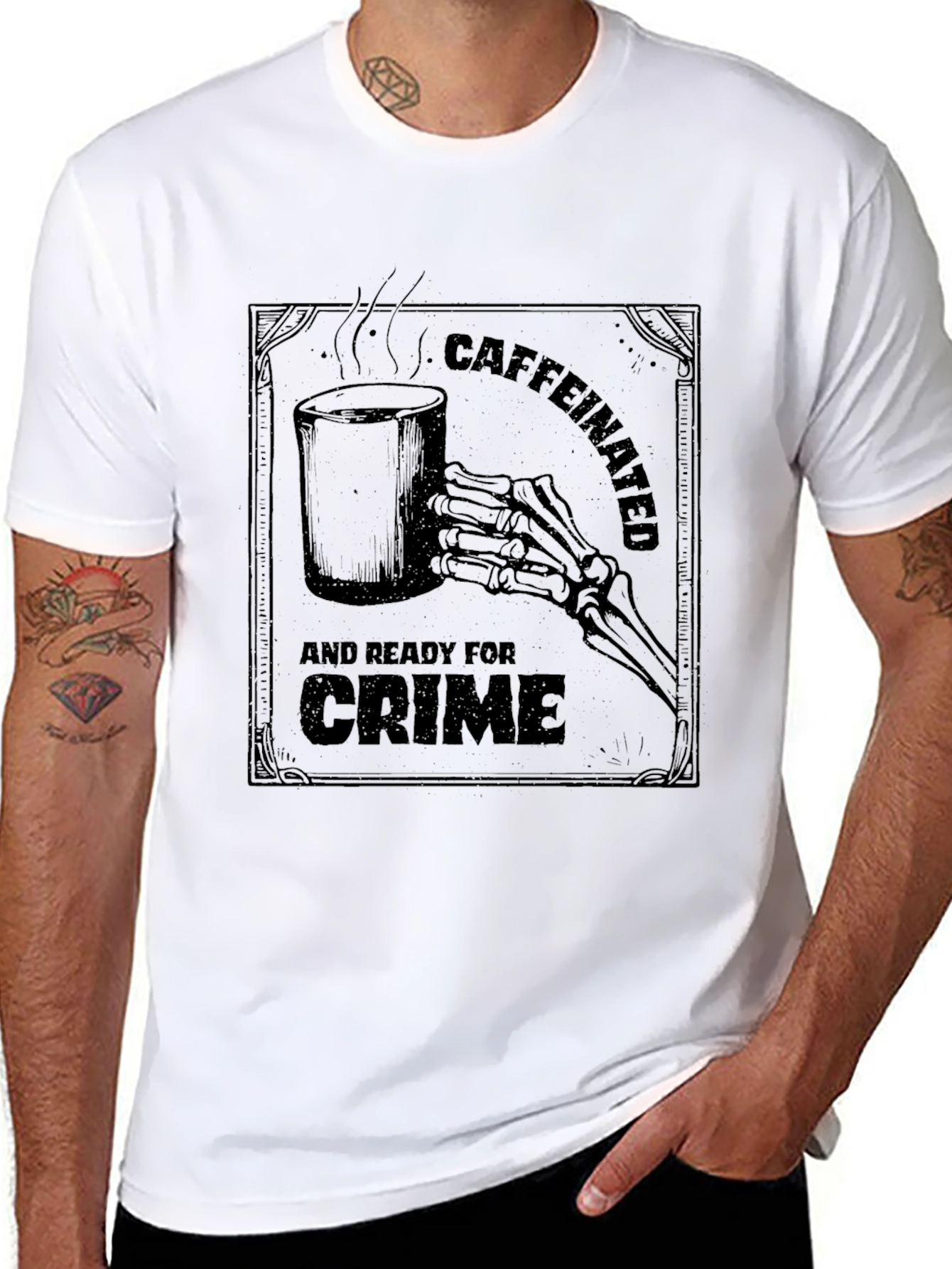 Caffeinated and Ready For Crime Graphic T-Shirt