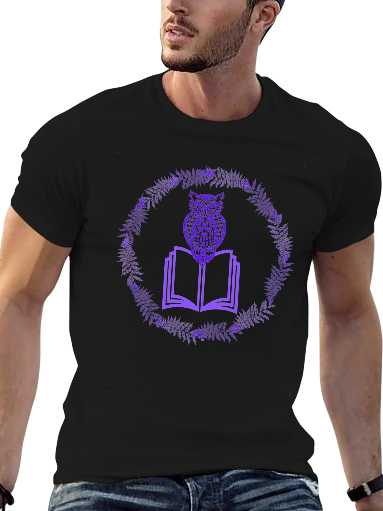 Owl on Book Graphic Tee - Black