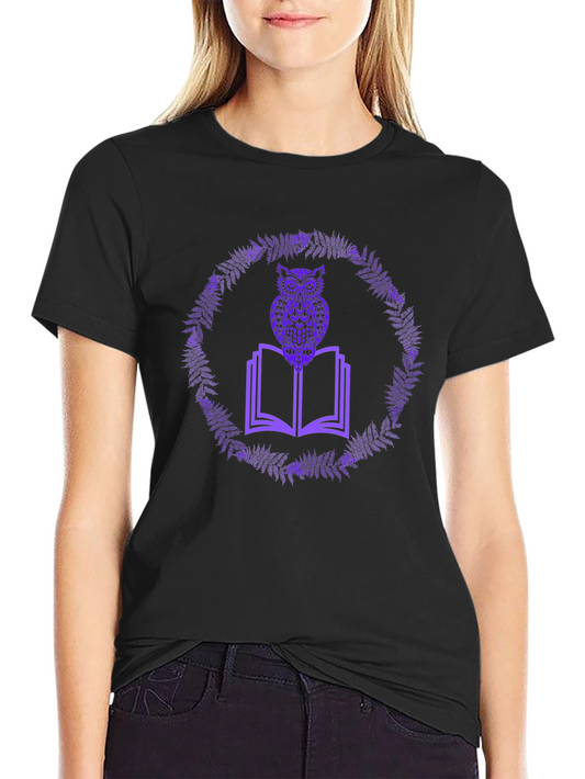 Owl on Book Graphic Tee - Black