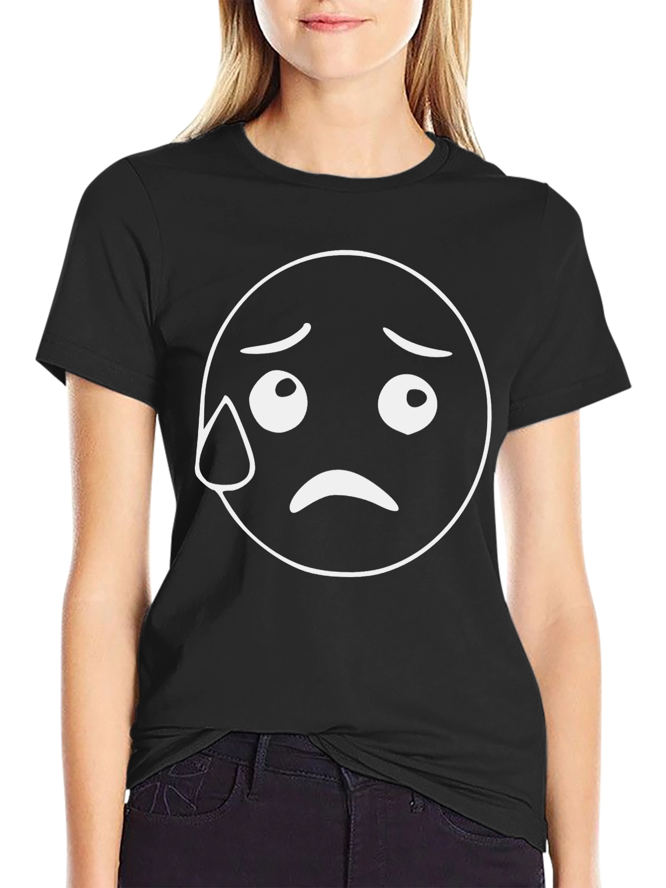 Sad Emoji T-Shirt - Black Graphic Tee