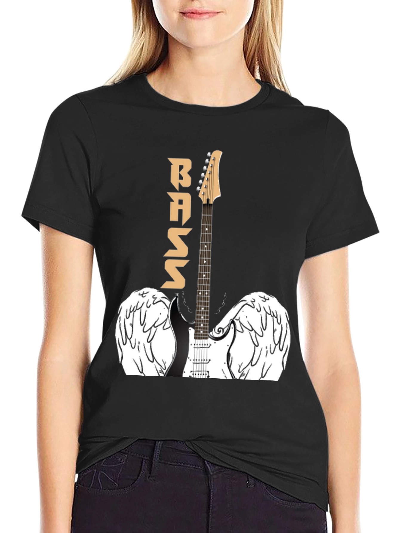 Bass Guitar Angel Wings Graphic T-Shirt