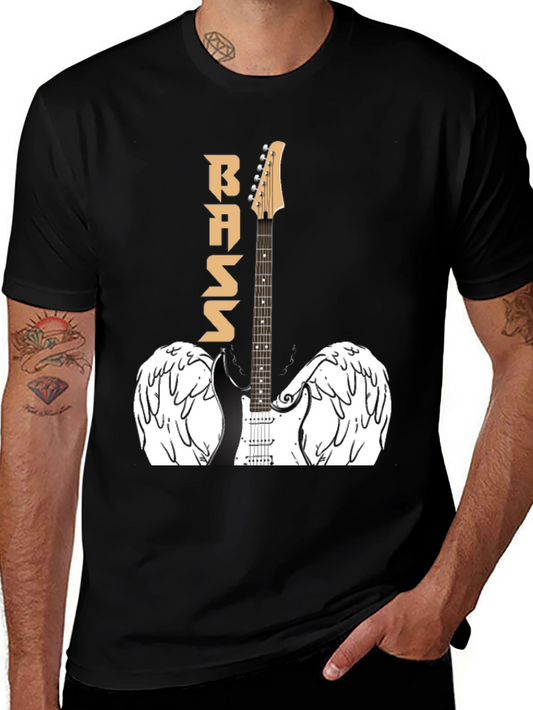 Bass Guitar Angel Wings Graphic T-Shirt