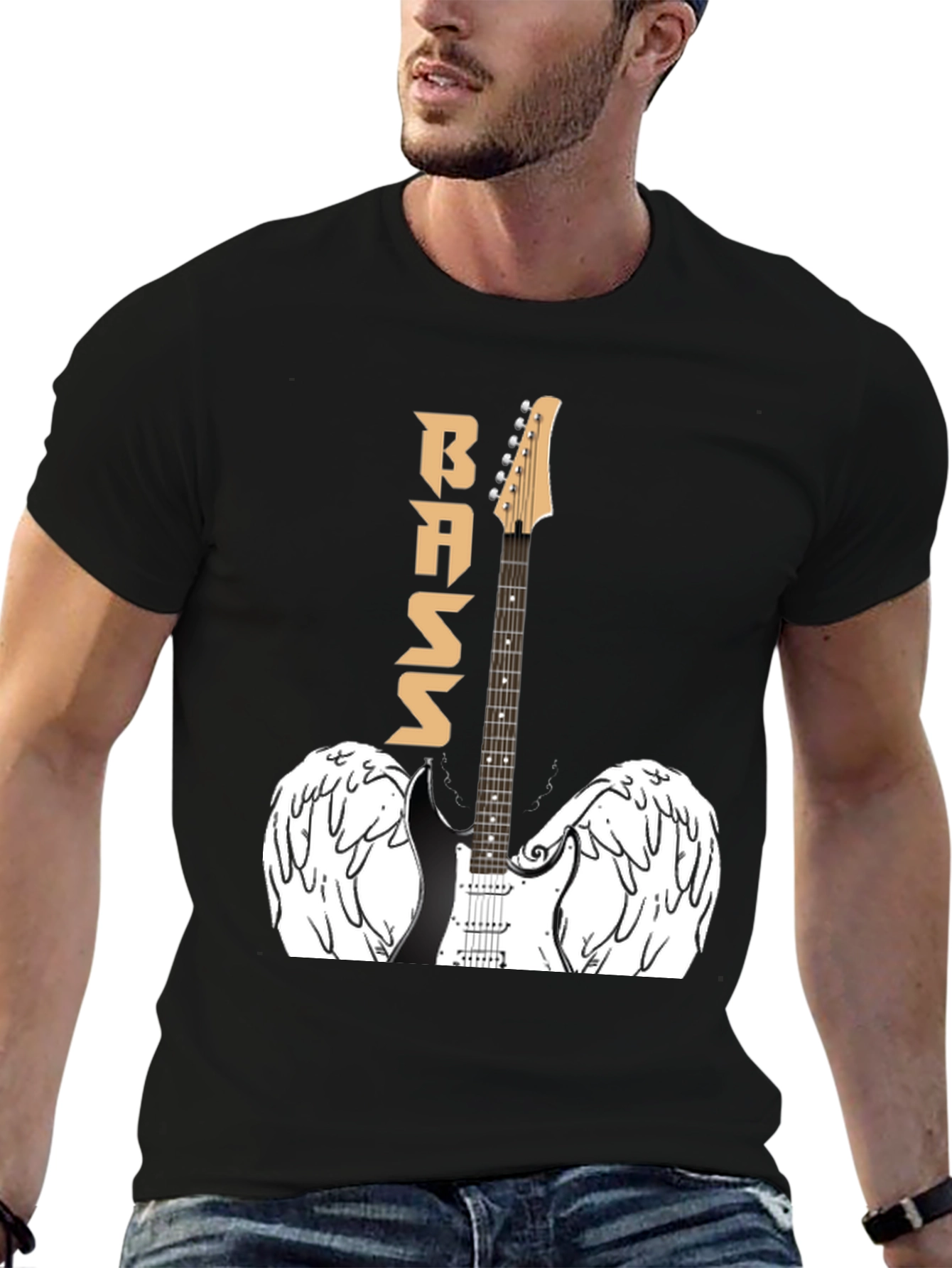 Bass Guitar Angel Wings Graphic T-Shirt